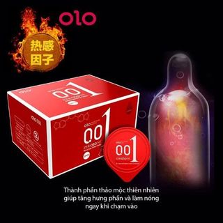 Bao cao su siêu mỏng 001 OLO đỏ siêu ấm với 5% benzocain kéo dài thời gian- HCM Q5 giá sỉ