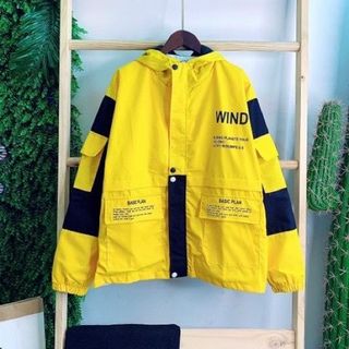 Áo khoác kaki túi hộp logo in wind form dưới 70kg
