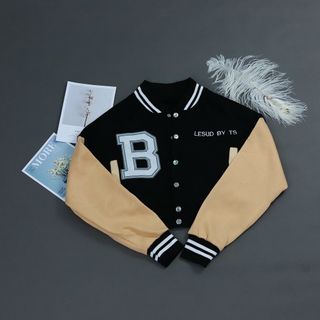 Áo khoác lửng logo thêu B nút bấm