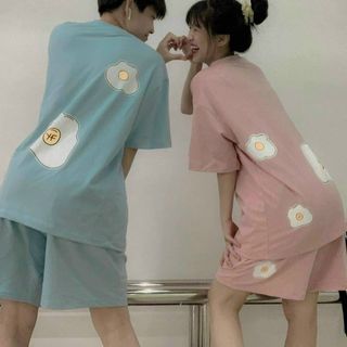 Đồ bộ mặc nhà thun cotton logo in trứng