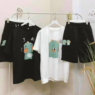 Đồ bộ mặc nhà thun lạnh logo in tay lỡ thoáng mát