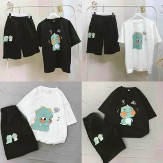 Đồ bộ mặc nhà thun lạnh logo in tay lỡ thoáng mát