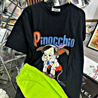 Đồ bồ mặc nhà áo thun cotton quần bo zip co giản logo in Pinocchio giá sỉ