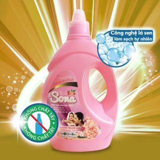Nước giặt xả Thiên Nhiên SONA Hương Anh Đào | Can 1.8Kg | Giặt xả an toàn với mọi loại vải, thấm sâu từng sợi vải- giúp áo quần mềm mại, lưu giữ hương thơm
