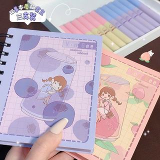 Set son Vongee notebook xanh hồng 3 cây