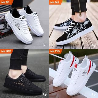 Giày nam sneaker thời trang trẻ trung, 2 màu trắng và đen dễ phối đồ - Giày thể thao nam sneaker hot trend 2022 giá sỉ