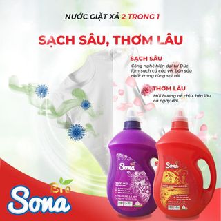 Nước Giặt Xả Thiên Nhiên SONA Can 3.2 Kg Can Đỏ Hương Anh Đào| Chiết xuất từ thiên nhiên - an toàn cho người dùng và thân thiện với môi trường