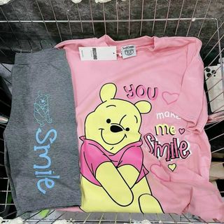 Đồ bộ mặc nhà áo thun cotton quần bozip logo in con gấu