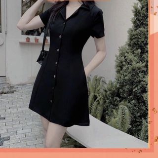 ĐẦM DÁNG A CÀI KHUY TRƯỚC THIẾT KẾ CHUN LƯNG EO
