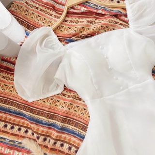 Đầm váy trắng đi tiệc form dài tay bo