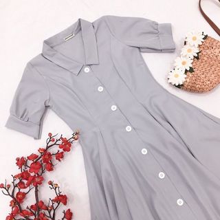 Đầm váy sơ mi nút trắng 2 màu (kèm hình thật)