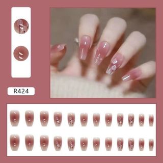 Bộ 24 móng giảbeauty nail ( kèm theo keo dán + dũa móng ) hoạ tiết đơn giản