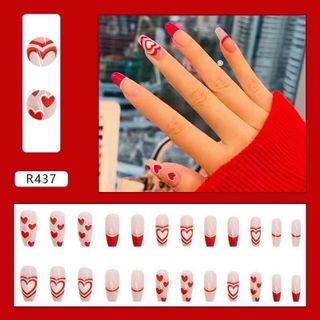 Bộ 24 móng giảbeauty nail ( kèm theo keo dán + dũa móng ) hoạ tiết đơn giản