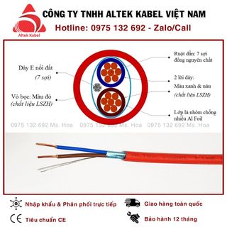 Cáp chống cháy 2x1.5 chống nhiễu 2C x 1.5mm2 Altek Kabel giá sỉ