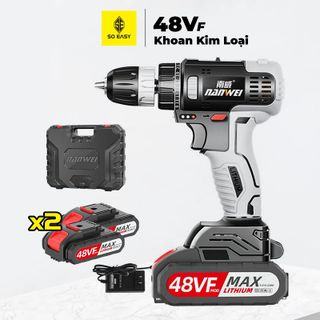 Máy khoan pin NANWEI 48VF, máy bắt vít cầm tay dùng pin sạc, 2 pin Li-Ion chất lượng cao tặng kèm bộ đồ nghề D000448VF giá sỉ