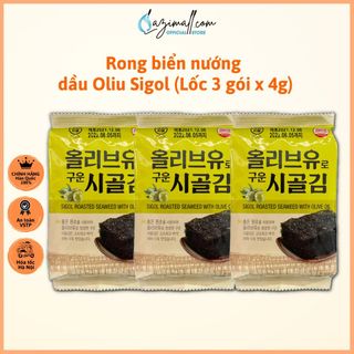 Rong biển Sigol ăn liền tẩm dầu Oliu - Lốc 3 gói x 4g giá sỉ