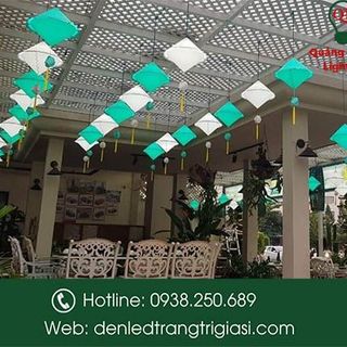 Lồng Đèn Nhựa Thả Trang Trí Kiểu Nón Lá - Trang Trí Ngoài Trời