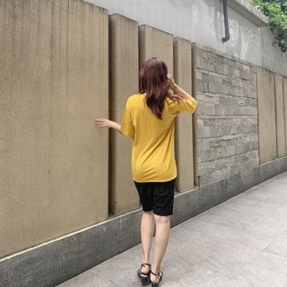 Sét bộ nữ ,đồ bộ lững ngố nữ thun coton sufa,áo phom rộng phối quần đen ,thời trang xuân hè BL14-VÀNG