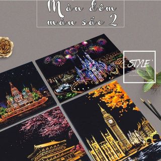 Tranh Cạo Than Tre Hàn Quốc Nhiều Màu Sắc Ma Thuật Khổ Giấy A3 Tặng Kèm Bút Cao Cấp Nghệ Thuật Đương Đại Quốc Tế