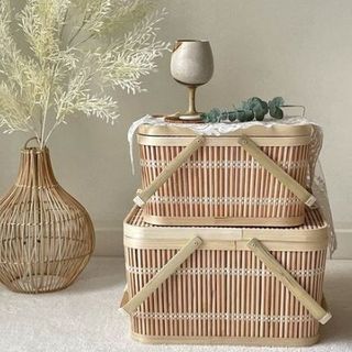 Giỏ mây đựng trái cây picnic/ đi du lịch/ trang trí tiện lợi