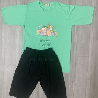 Sét bộ nữ ,đồ bộ lững ngố nữ thun coton sufa,áo phom rộng phối quần đen ,thời trang xuân hè BL14-XANH LÁ