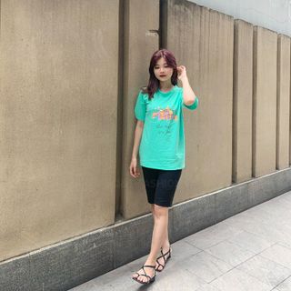 Sét bộ nữ ,đồ bộ lững ngố nữ thun coton sufa,áo phom rộng phối quần đen ,thời trang xuân hè BL14-XANH LÁ