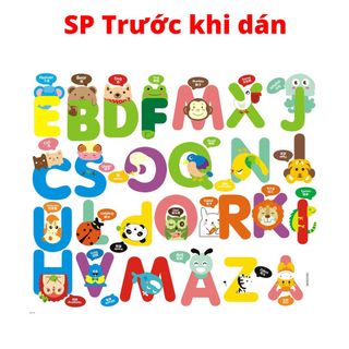 Decal dán tường cho bé trai - gái học bảng chữ cái, tranh dán tường cho bé, đề can dán tường cho bé DLX912C