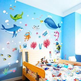 Tranh dán tường cho bé, đề can dán tường cho bé, hình dán sticker cá cho bé trang trí phòng học giá sỉ