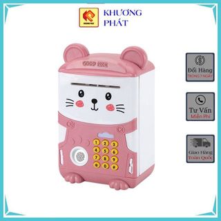 Két sắt mini thông minh cho bé HHT0006 hình chú mèo tiết kiệm thay cho heo đất có vân tay cảm ứng, mật khẩu và có nhạc.