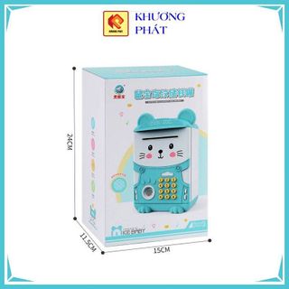 Két sắt mini thông minh cho bé HHT0006 hình chú mèo tiết kiệm thay cho heo đất có vân tay cảm ứng, mật khẩu và có nhạc.