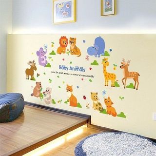 Decal dán tường thế giới động vật ngộ nghĩnh cho bé