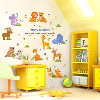 Decal dán tường thế giới động vật ngộ nghĩnh cho bé