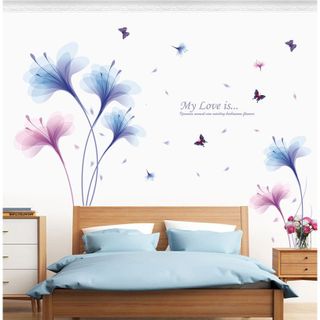 Decal dán tường hoa màu tím My Love is XL8262 giá sỉ