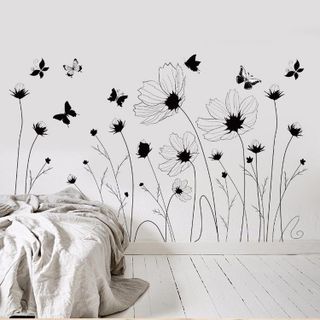 Decal trang trí dán chân tường hoa