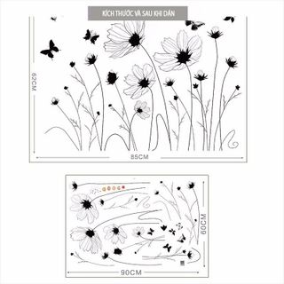 Decal trang trí dán chân tường hoa