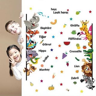Đề can dán tường cho bé các con vật tiếng anh cho bé học,tranh hình sticker các con vật cho bé học tiếng anh