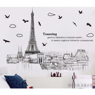 Decal trang trí dán tường hình tháp Eiffel giá sỉ