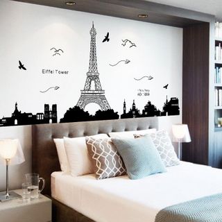 Decal dán tường thành phố Paris và tháp Eiffel xinh đẹp của nước pháp KK049 giá sỉ