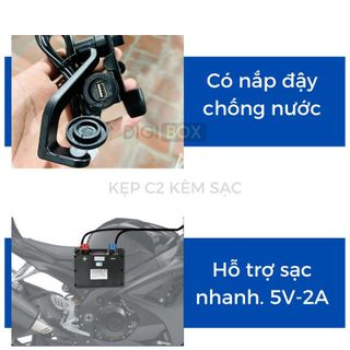 Giá đỡ điện thoại xe máy kẹp điện thoại xe máy c2 kim loại chống cướp chống mưa gắn chân gương