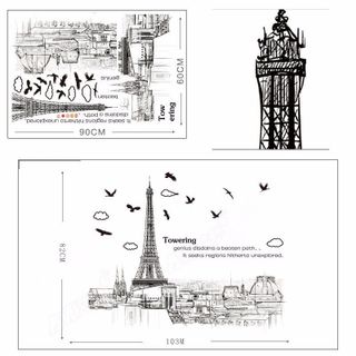 Decal trang trí dán tường hình tháp Eiffel