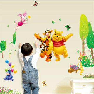 Decal dán tường cho bé hình khu vườn tình yêu gấu và hổ giá sỉ