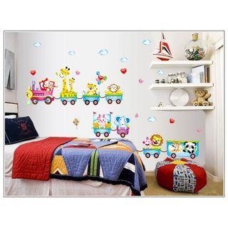 Decal dán tường động vật ngồi xe ngộ nghĩnh cho bé