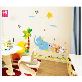 Decal dán tường cho bé họ các con vật trang trí phòng bé, hình sticker dán tường thú cho bé