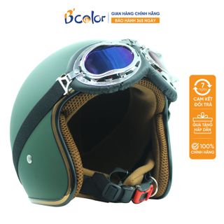 MŨ BẢO HIỂM 3/4 MẦU XANH BỘ ĐỘI, KÍNH CHẮN GIÓ, KÍNH PHI CÔNG B'COLOR giá sỉ - giá bán buôn