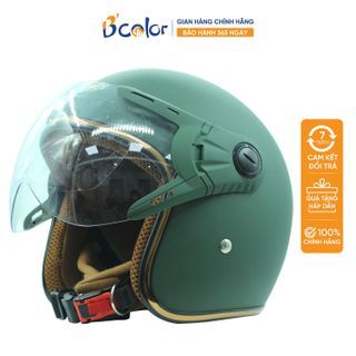 MŨ BẢO HIỂM 3/4 MẦU XANH BỘ ĐỘI, KÍNH CHẮN GIÓ, KÍNH PHI CÔNG B'COLOR giá sỉ - giá bán buôn