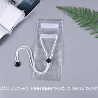 Túi đựng điện thoại chống nước cảm ứng trong suốt đi biển,cho xe máy, trắng trong không hình