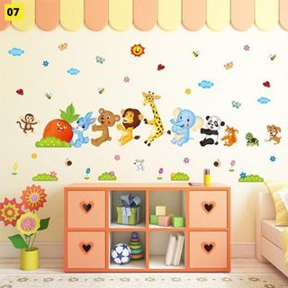 Decal dán tường cho bé trai - gái học các con vật tiếng anh, bảng chữ cái, tranh dán tường cho bé nhiều chủ đề