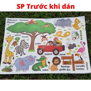 Decal dán tường cho bé trai - gái học các con vật tiếng anh, bảng chữ cái, tranh dán tường cho bé nhiều chủ đề