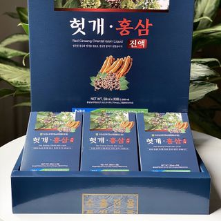 Nước Bổ Gan Mát Gan Hồng Sâm Hàn Quốc HOVENIA DULCIS-RED GINSENG ORIENTAL RAISIN Hộp 30 gói x 50ml