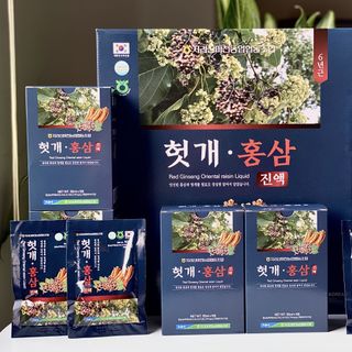 Nước Bổ Gan Mát Gan Hồng Sâm Hàn Quốc HOVENIA DULCIS-RED GINSENG ORIENTAL RAISIN Hộp 30 gói x 50ml